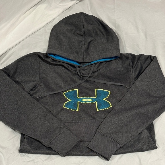 Under Armour Tops - Under Armour Storm Semi Fitted Charcoal Gray Hoodie with Blue and Yellow logo.
